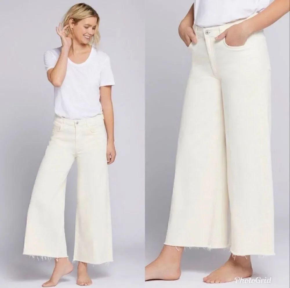 Current/Elliott "The Dusty" Wide Leg Jeans in Limestone 29